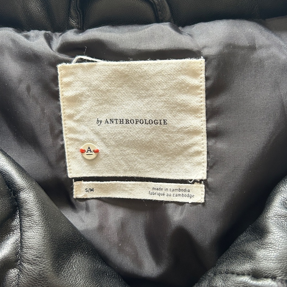 Anthropologie Faux Leather Crop Puffer Vest - Picture 9 of 12